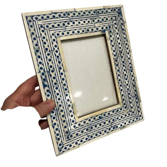 Boho Decor Photo Frame Portrait Landscape Blue White Morocco India Table Top - Picture 3 of 9